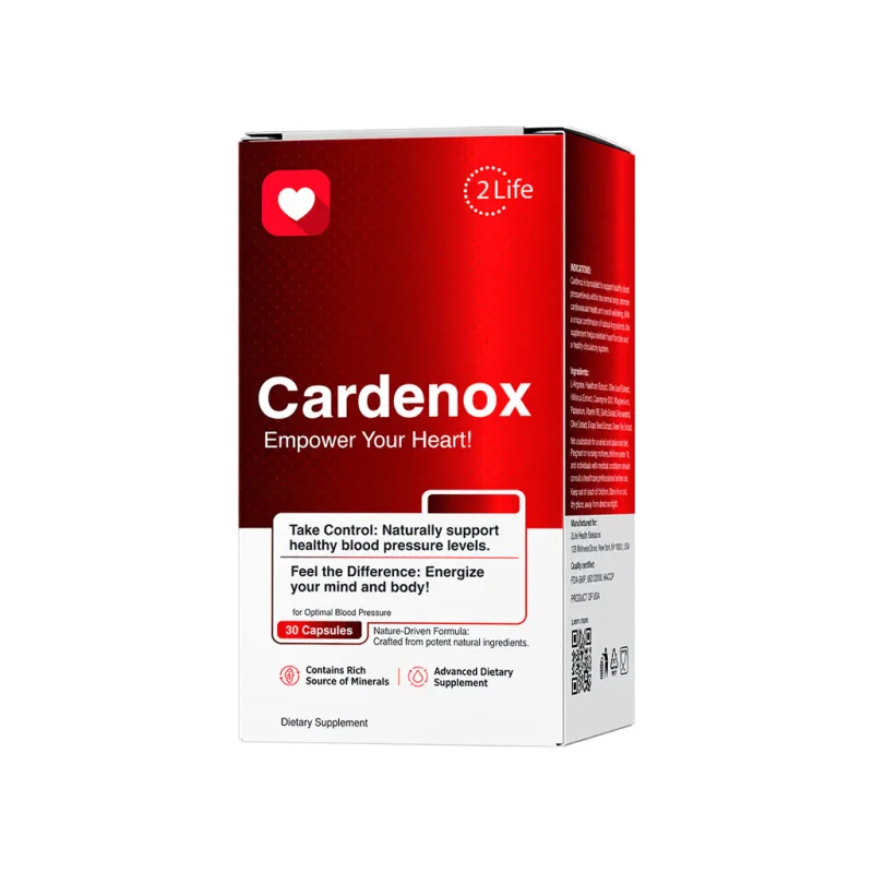 Cardenox carton side panel with composition and certifications